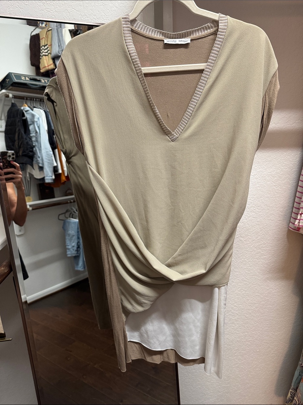 Zara Beige and Cream Mini Dress